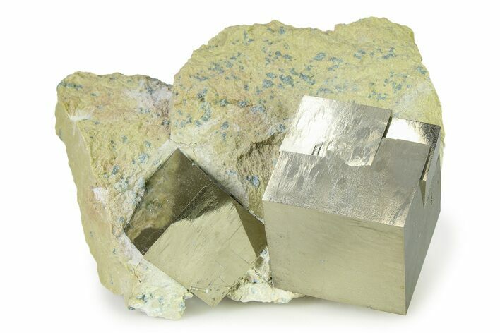 Two Large Natural Pyrite Cube In Rock - Navajun, Spain #325098